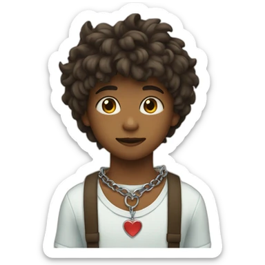 Boy with cat heart and a cute choker with an iron hearth on it sticker