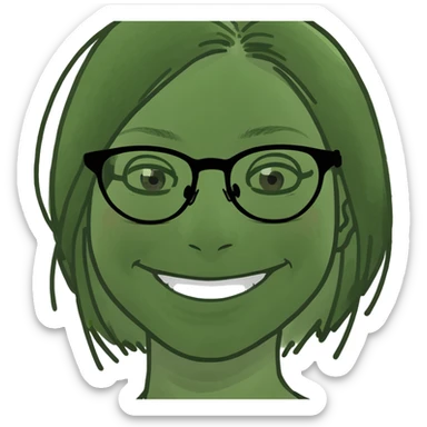 girl with glasses and smile sticker