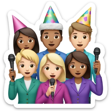 mixed gender and ethnicity karaoke night sticker