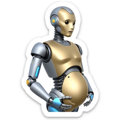 Pregnant male robot. Profile view. Facing left. sticker