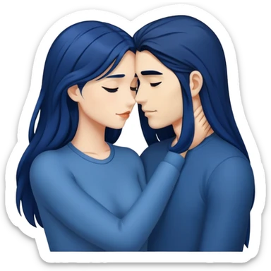{{{intimate}}}moment between lovers, {{long}} dark blue hair sticker