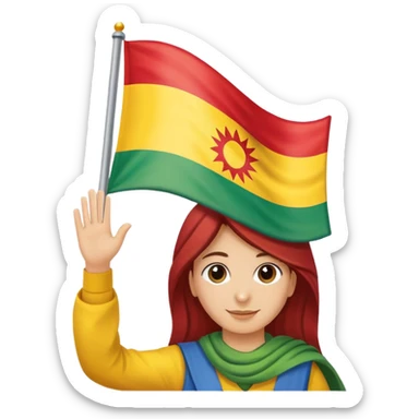 waving Kurdish flag sticker