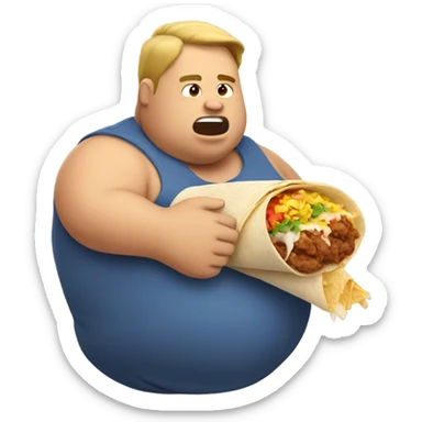 fat man eating a burrito sticker