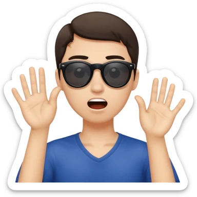 shocked face but using one hand to pull sunglasses off. only half of their eyes will be visible
 shocked face but using one hand to pull sunglasses off. only half of their eyes will be visible sticker