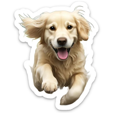 English cream golden retriever splashing in muddy puddle sticker