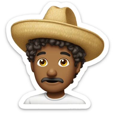 curly hair man wearing sombrero facepalm emoji sticker