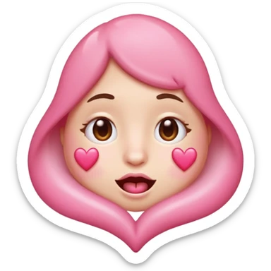 
A drooling, love-struck face emoji with floating pink hearts sticker