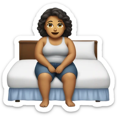 a fat girl on a bed sticker