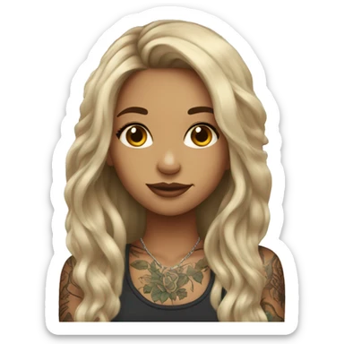 Beautiful girl with tattoos and long hair sticker