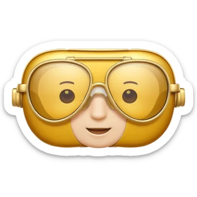A 3D cartoon golden-yellow aviator spectacle, metallic frame with clear lenses, gentle highlights, Memoji-style. sticker