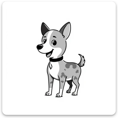 hand drawn doodle style chihuahua dog, simple black line art sticker