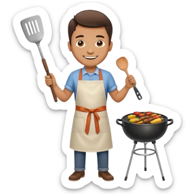 man cooking barbecue full-body sticker