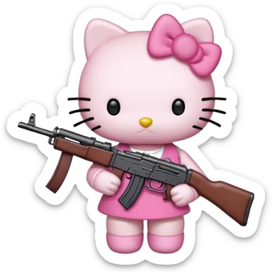  hello kitty with a ak47 sticker