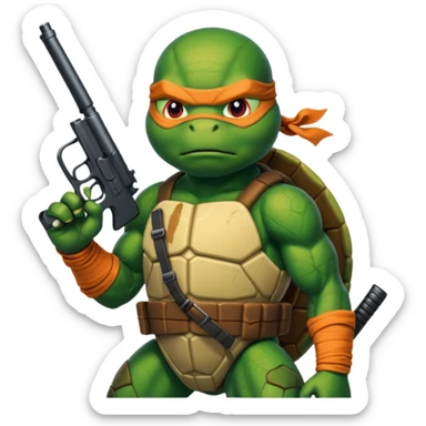 Ninja turtle with a gun sticker