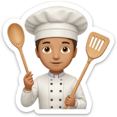 Create a highly polished, 3D game UI–style illustration of a chef.  sticker
