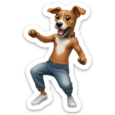 Breakdancing dog sticker