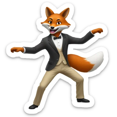 Un renard qui danse sticker