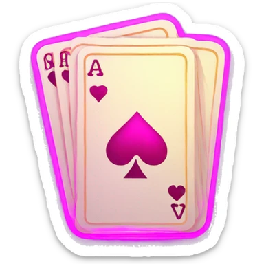 playing cards with neon elements sticker