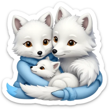 But white and arctic fox embracing sticker