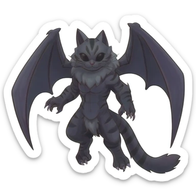 dark edgy dull pointy edgy Noivern-Noibat-Purloin-Torracat-Lykoi-Caracal-bat-cat-Fakemon-fusion-hybrid-creature sticker