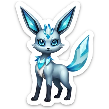 Shiny Edgy Badass Dark Gothic Glittery Ethereal Sparkly Glaceon-Amaura-Aurorus-Fakémon-hybrid-creature (full body)  sticker
