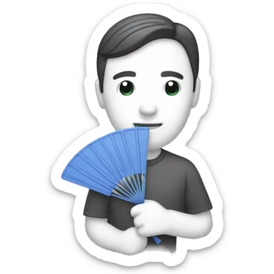a person holding a fan. sticker