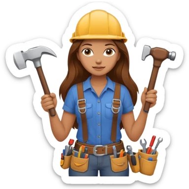 beautiful girl with long brown hair constructing new bedroom sticker
