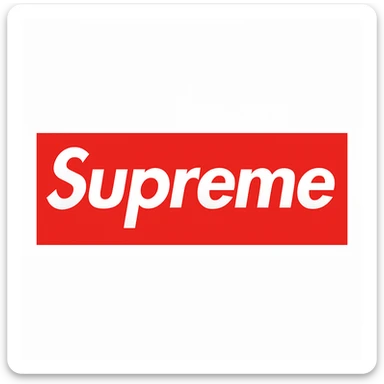 Remove the black border from the Supreme logo, keep only the white text on a red rectangle, no outline, preserve the original style of the logo. sticker
