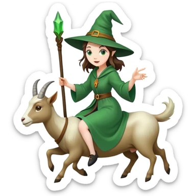 A wich ride goat  sticker