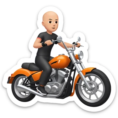 Bald guy riding a motorcycle in Zwift  sticker