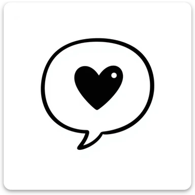 chat bubble with a heart icon, hand-drawn doodle style sticker