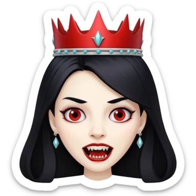 queen vampire with crown and fangs sticker