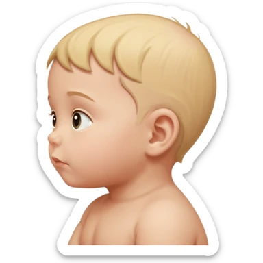 a baby in profile, head upwards, thinking sticker