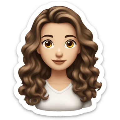 White girl brown eyes with long voluminous brown hair with brown highlights balayage  sticker