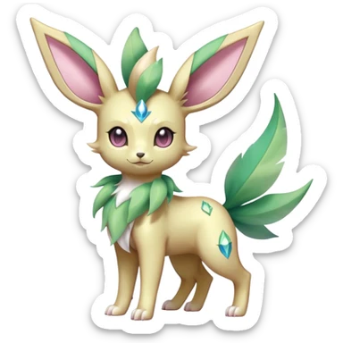 Shiny Cool Sparkly Cute Ethereal Leafeon-Sylveon-Fakemon-hybrid-fusion- full body sticker