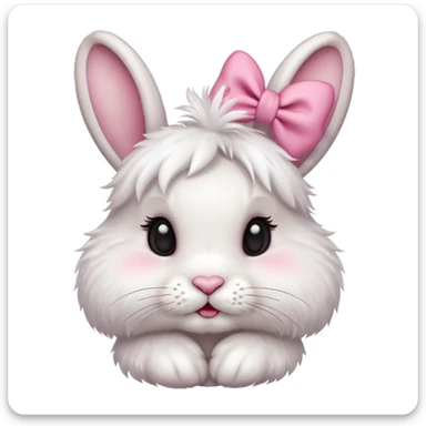 I want a cute rabbit with a bow on its ears making a kissing face  sticker