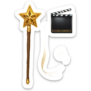 a magic wand and a video reel - discovery, sparkle, video, explore sticker