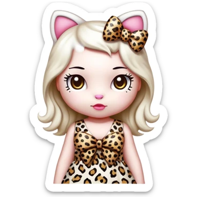 Hello kitty white leopard dress leopard bow sticker