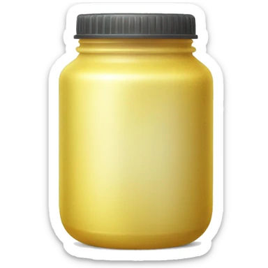 small round container with yellow ish wax substance in the middle sticker