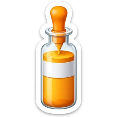 a vial of yellow orange powder pigment sticker