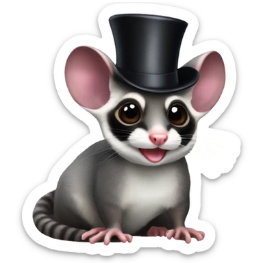 Sugar glider with a top hat  sticker