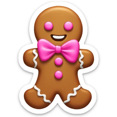 One Gingerbread man cookie with pink bow sticker