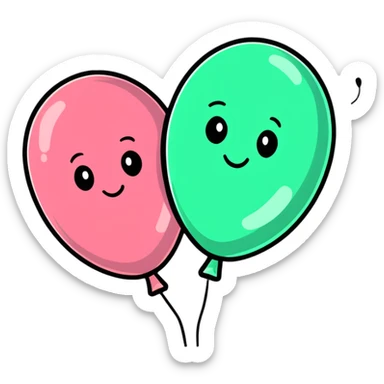 playful cartoon style, a pair of balloons resembling boobs, cheerful and non-explicit sticker