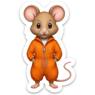 a mouse Prison wear orange jumpsuit sticker