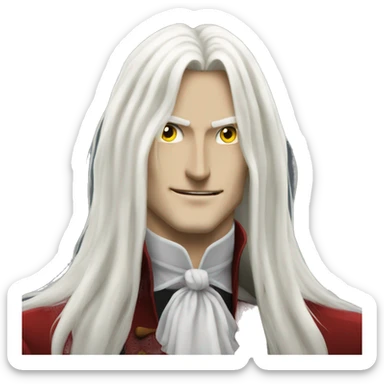 Alucard with long white hair sticker