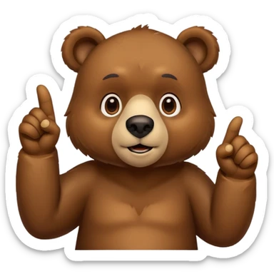 Crea a un oso señalando abajo sticker