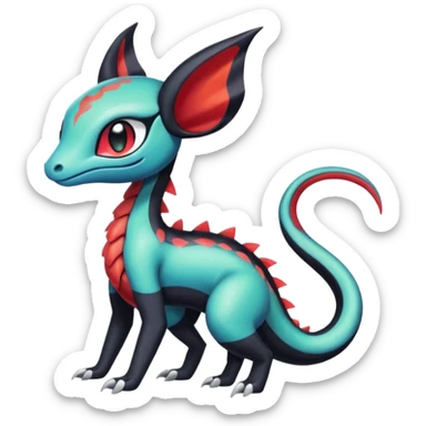 Colorful Exotic Meloetta-Salandit-Darkra-Stitch-Fakémon-creature-hybrid sticker