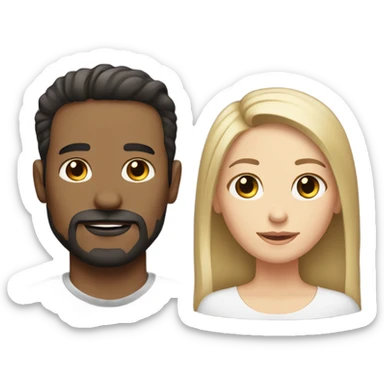 Dark hair facial hair man with brunette blonde highlights girl  sticker