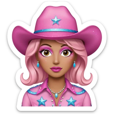pink cowgirl glitter, drag sticker