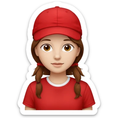 red tennis hat and red tshirt girl brown haired sticker
